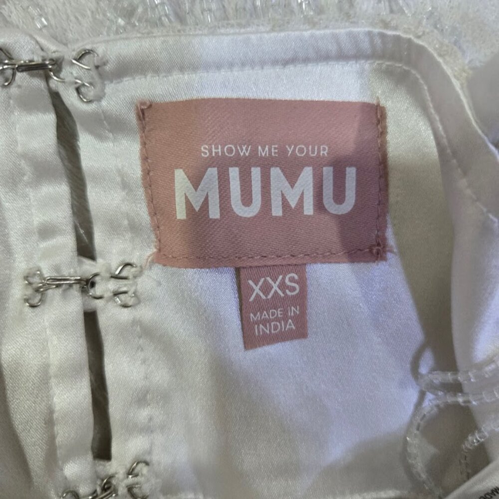 NWOT Show Me Your Mumu Swift Fringe Top In white Size XXS - Picture 7 of 9